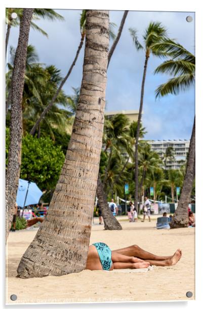 Waikiki Beach  Acrylic by Gary Parker