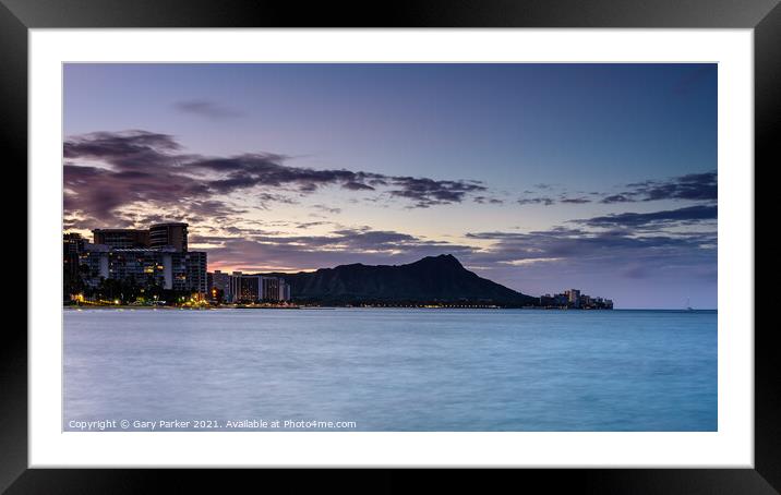 Diamond Head at sunrise Framed Mounted Print by Gary Parker