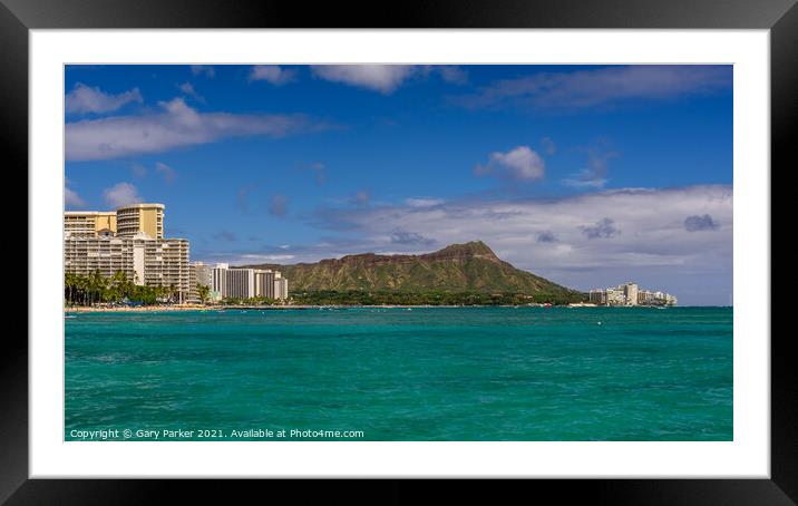 Diamond Head, Waikiki Framed Mounted Print by Gary Parker