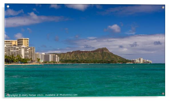 Diamond Head, Waikiki Acrylic by Gary Parker