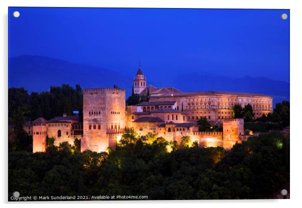 The Alhambra Palace Granada Acrylic by Mark Sunderland
