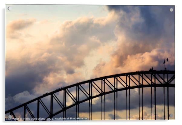 Sydney Harbour Bridge Climb at Dusk Acrylic by Mark Sunderland