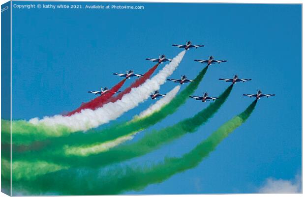 The Frecce Tricolori are the current Italian Air Force aerobatic Canvas Print by kathy white
