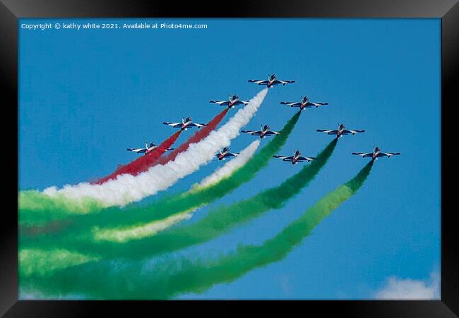The Frecce Tricolori are the current Italian Air Force aerobatic Framed Print by kathy white