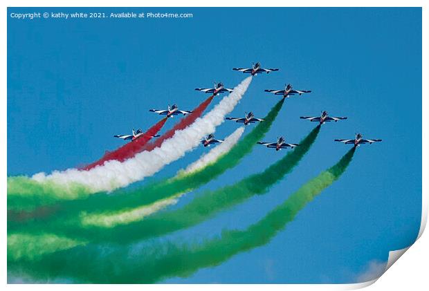 The Frecce Tricolori are the current Italian Air Force aerobatic Print by kathy white