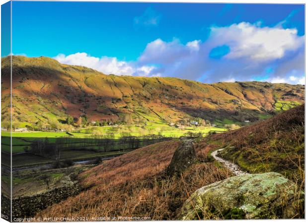 Langdale landscape in the lake district  418  Canvas Print by PHILIP CHALK