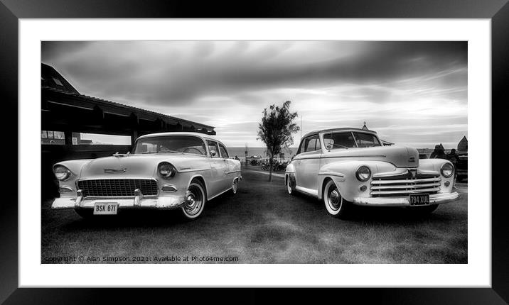 Old USA Cars Framed Mounted Print by Alan Simpson