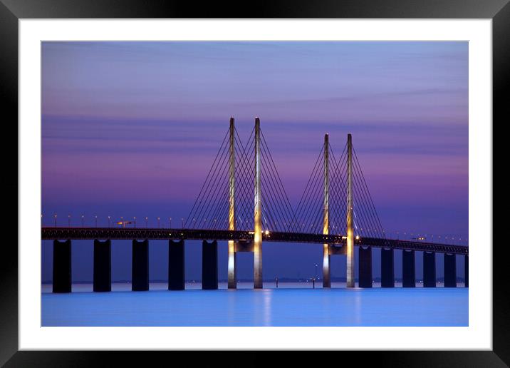 Oresund Bridge at Sunset, Sweden Framed Mounted Print by Arterra 