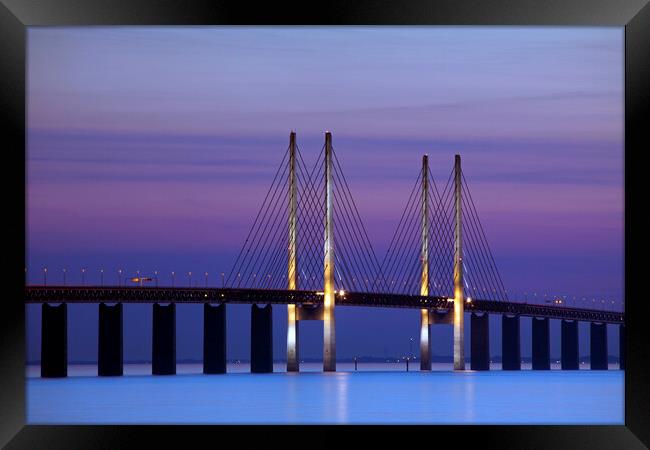 Oresund Bridge at Sunset, Sweden Framed Print by Arterra 
