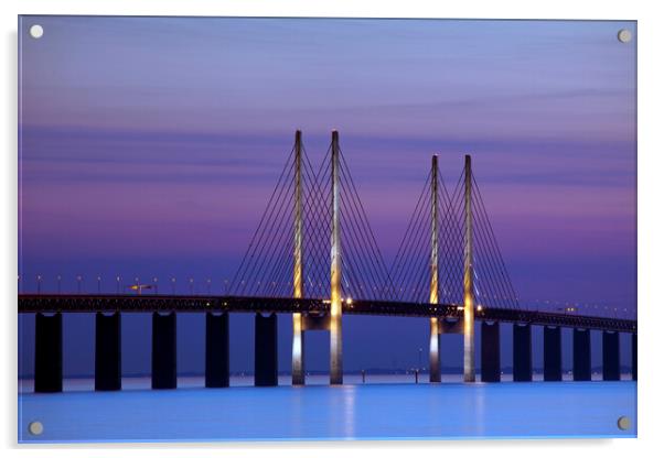 Oresund Bridge at Sunset, Sweden Acrylic by Arterra 