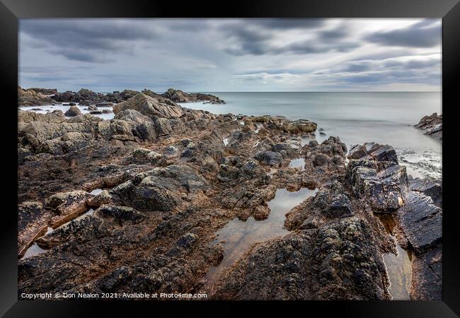 Majestic Granite Rocks by the Sea Framed Print by Don Nealon