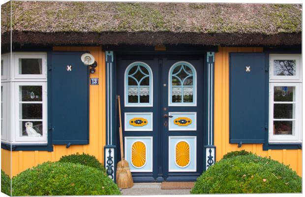 Colourful Thatched Cottage in Fischland-Darss-Zingst, Germany Canvas Print by Arterra 