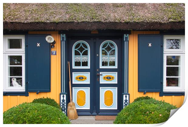 Colourful Thatched Cottage in Fischland-Darss-Zingst, Germany Print by Arterra 