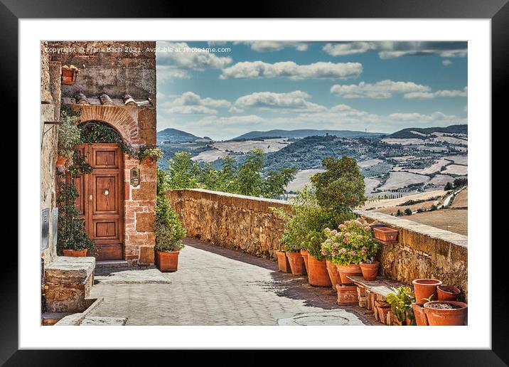 Pienza from the walls, Italy Framed Mounted Print by Frank Bach