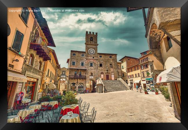 Cortona main square in Umbria, Italy Framed Print by Frank Bach
