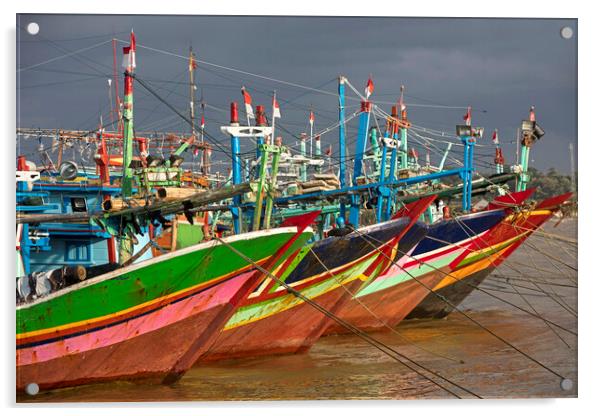Indonesian Fishing Boats at Jepara, Java Acrylic by Arterra 