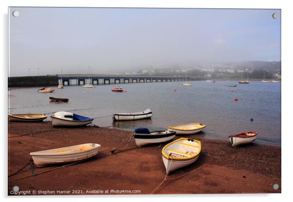 Boat's and Bridge Acrylic by Stephen Hamer