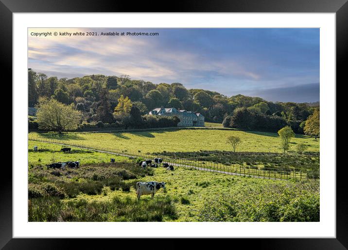Penrose  farmland and woodland  Cornwall southwest Framed Mounted Print by kathy white