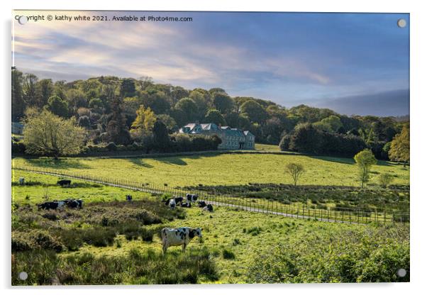 Penrose  farmland and woodland  Cornwall southwest Acrylic by kathy white