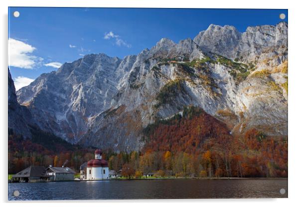  St. Bartholomew's Church at Königssee, Bavaria Acrylic by Arterra 