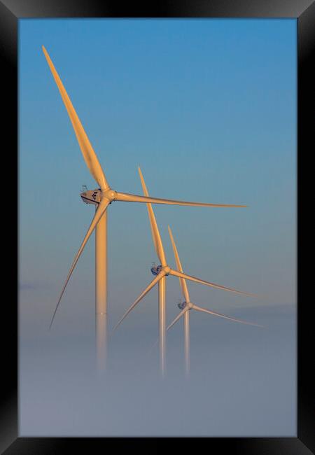 Three Wind Turbines in the Mist Framed Print by Arterra 