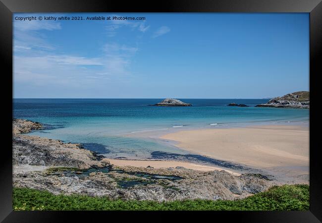 Crantock Beach Cornwall Framed Print by kathy white