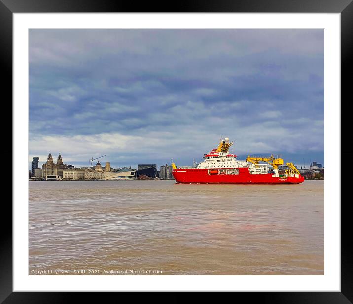 RSS Sir David Attenborough on the River Mersey Framed Mounted Print by Kevin Smith