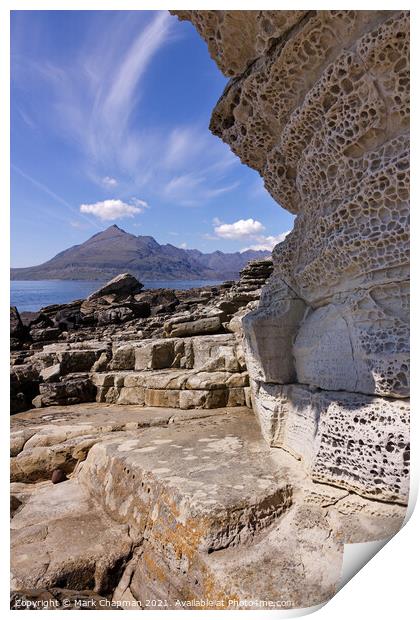Elgol cliffs and Black Cuillin mountains, Isle of Skye, Scotland Print by Photimageon UK