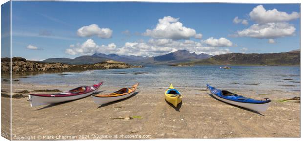 Sea Kayaks on Ord Beach, Isle of Skye, Scotland Canvas Print by Photimageon UK
