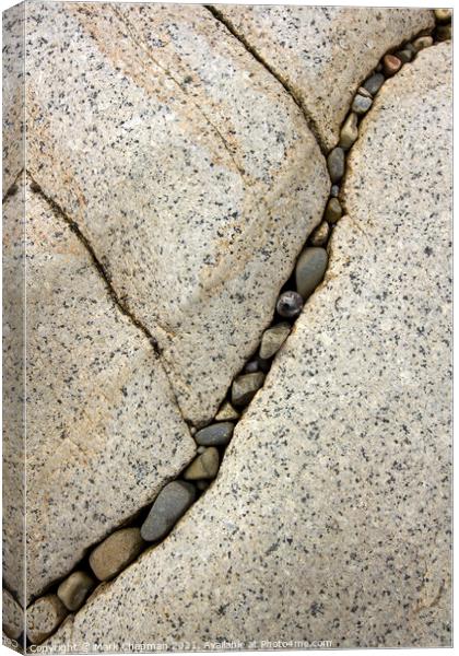 Pebbles trapped in White Skye Marble fissure Canvas Print by Photimageon UK