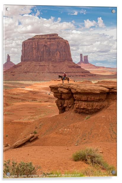  Monument Valley - Lone Horseman Acrylic by colin chalkley