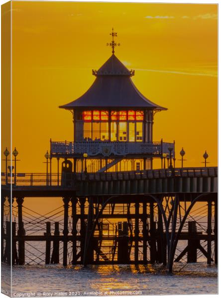 Clevedon Pier At Sunset Canvas Print by Rory Hailes