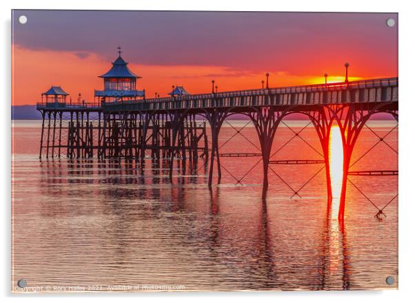 Clevedon Pier with a streak of sunlight Acrylic by Rory Hailes