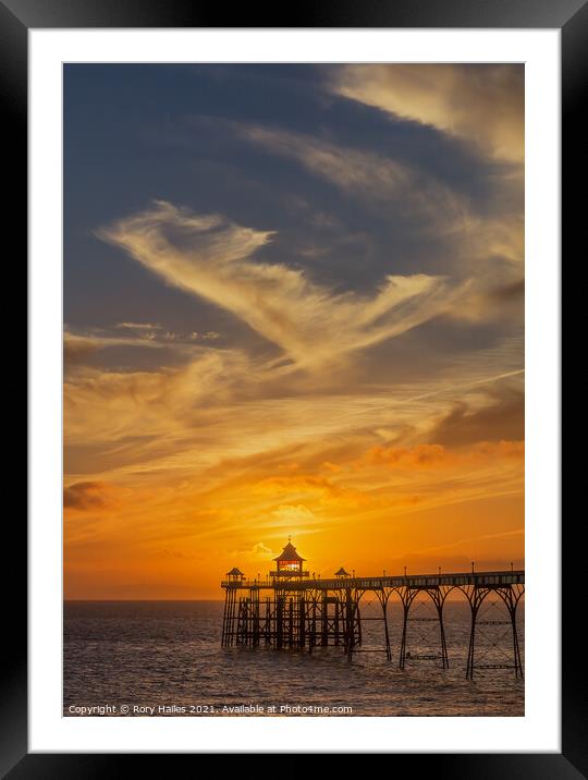 Clevedon Pier Sunset Framed Mounted Print by Rory Hailes