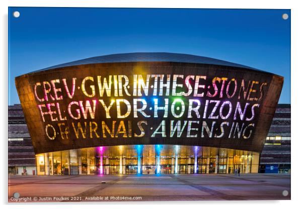 Millennium Centre, Cardiff Acrylic by Justin Foulkes