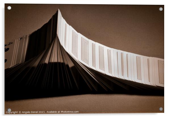 Playing cards domino sepia style Acrylic by Angelo DeVal