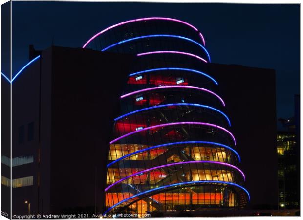 The Convention Centre, Dublin at Night Canvas Print by Andrew Wright