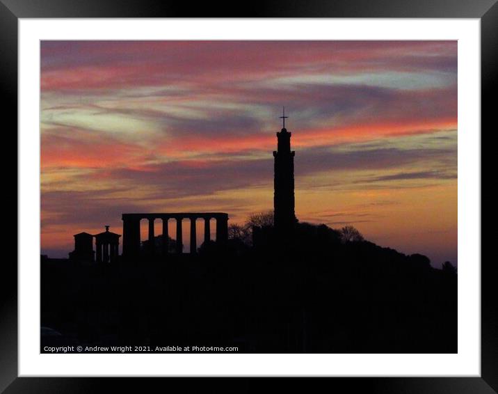 Dawn Over Calton Hill, Edinburgh Framed Mounted Print by Andrew Wright