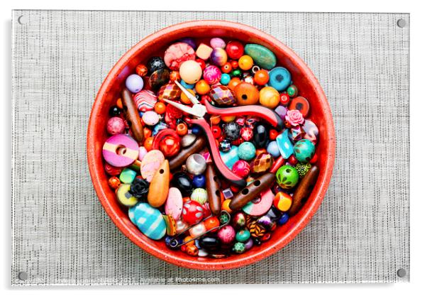 Bead jewelry making,multicolored beads. Acrylic by Mykola Lunov Mykola