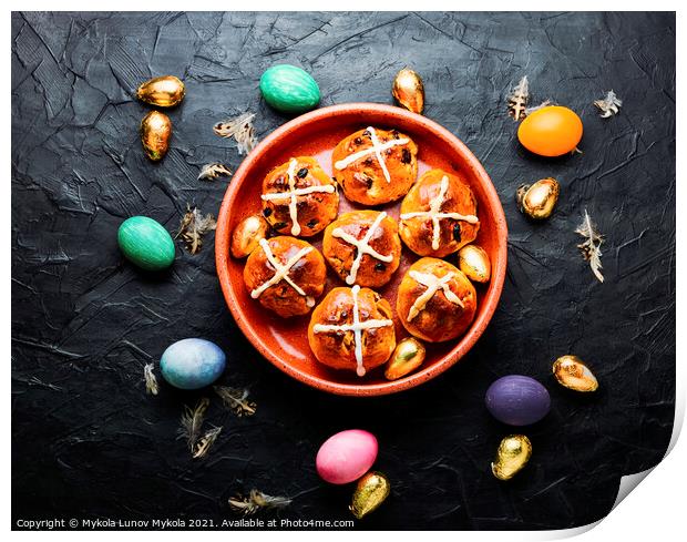 Easter hot cross buns Print by Mykola Lunov Mykola