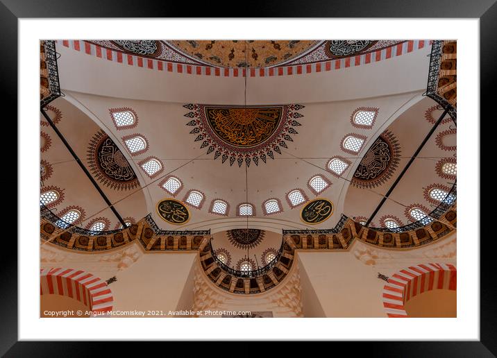 Interior of Suleymaniye Mosque, Istanbul Framed Mounted Print by Angus McComiskey