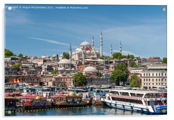Eminonu waterfront, Istanbul Acrylic by Angus McComiskey