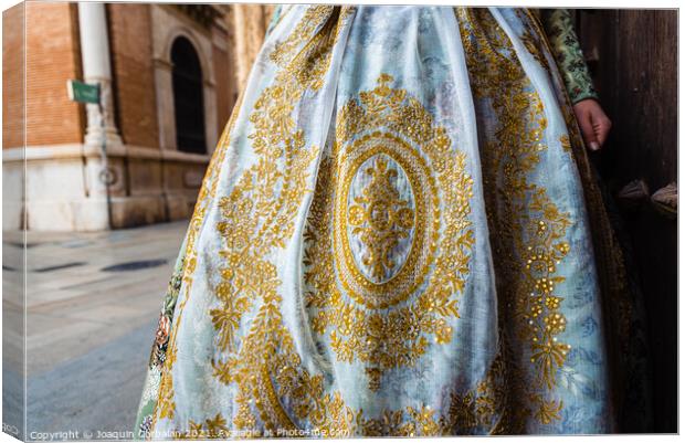Detail of the traditional fallera dress, with rich golden thread Canvas Print by Joaquin Corbalan