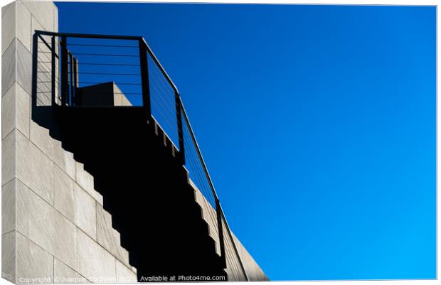 A stone  staircase of modern design, with lots of copy space on  Canvas Print by Joaquin Corbalan