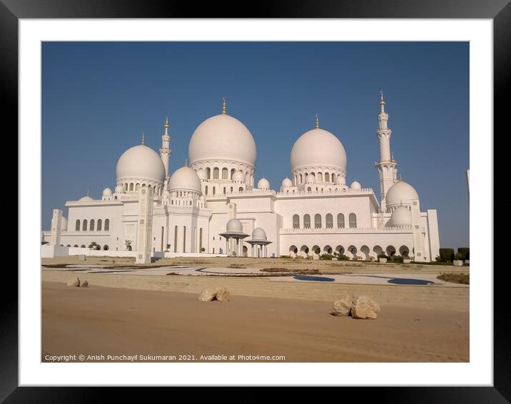  UAE Abu Dhabi Sheikh Zayed Grand Mosque in Abu Dhabi, United Arab Emirates Framed Mounted Print by Anish Punchayil Sukumaran