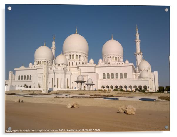  UAE Abu Dhabi Sheikh Zayed Grand Mosque in Abu Dhabi, United Arab Emirates Acrylic by Anish Punchayil Sukumaran