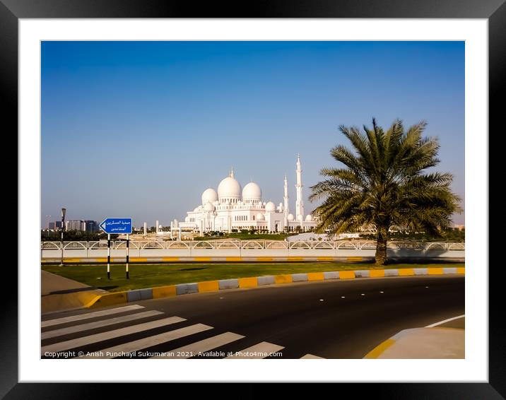  UAE Abu Dhabi Sheikh Zayed Grand Mosque in Abu Dhabi, United Arab Emirates.  Framed Mounted Print by Anish Punchayil Sukumaran