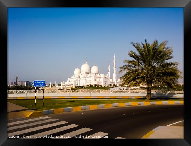  UAE Abu Dhabi Sheikh Zayed Grand Mosque in Abu Dhabi, United Arab Emirates.  Framed Print by Anish Punchayil Sukumaran