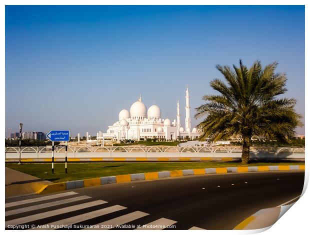  UAE Abu Dhabi Sheikh Zayed Grand Mosque in Abu Dhabi, United Arab Emirates.  Print by Anish Punchayil Sukumaran