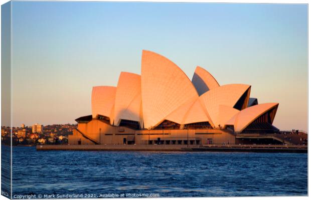 Sydney Opera House at Sunset Canvas Print by Mark Sunderland
